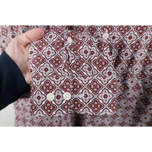 Express Mens 2XL XXL Extra Slim Geometric Tapestry Collared Button Shirt Cotton - Picture 4 of 12